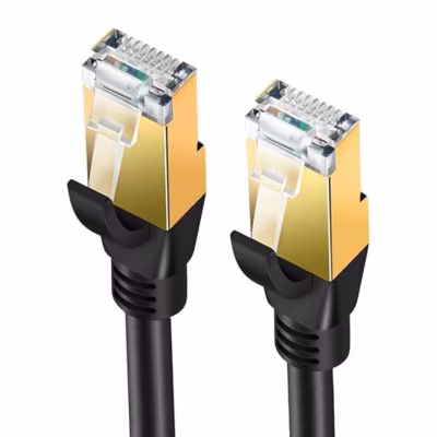 Elfcam – 8m Câble Ethernet Cat 8 Rond Noir LAN/WAN, SFTP 28AWG, 2000MHz 40Gbps avec Connecteurs RJ45 Haute Qualité