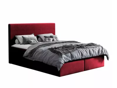 Lit continental Baltimore 126, Double, Rouge, Tissu, Disponible