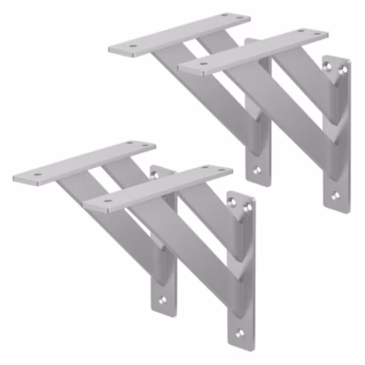 4x Equerres Etagere mural support d&rsquo;angle en aluminium argent