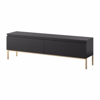 Meuble TV 150 cm noir pieds or Bemmi