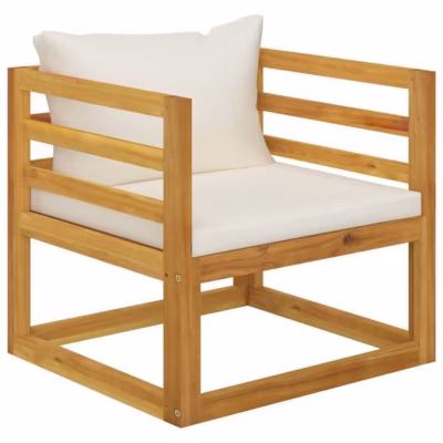vidaXL Chaise de jardin avec coussins crème Bois d&rsquo;acacia massif