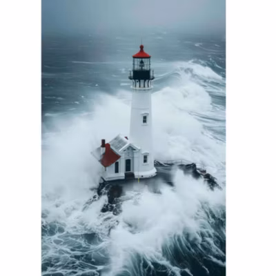 Affiche – Phare dans la Tempête – Posters de nos Régions – Format A4 – Moyen 29,7cm x 21cm