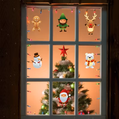 Sticker Noël les petits bonhommes de Noël – Autocollants stickers adhésifs noël – décoration fêtes – 120x130cm