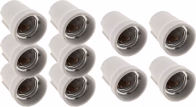 Lot de 10 douilles E27 porcelaine à vis – Blanc – Zenitech