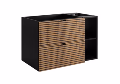 Meuble sous vasque à suspendre AURA LOFT 60 cm noir et chêne avec étagère noir 20cm