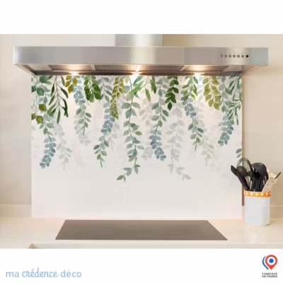 Crédence cuisine fond de hotte Dessin Végétation 8 – Alu composite – L 60 cm x H 45 cm – MaCrédenceDéco