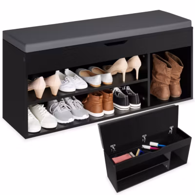 Banc à chaussures pour 9 paires de chaussures noir