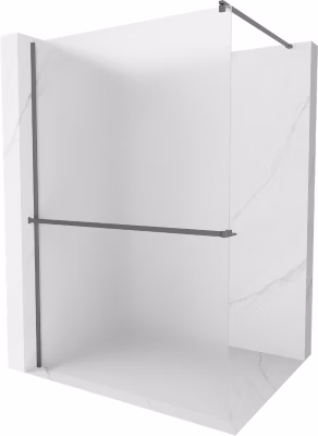 Mexen Kioto+ paroi de douche avec étagère Walk-in 140 x 200 cm, dépoli, gun metal – 800-140-121-95-30