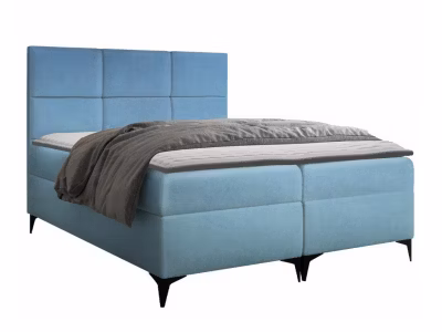 Lit continental Baltimore 133, Unique, Bleu, Tissu, Disponible