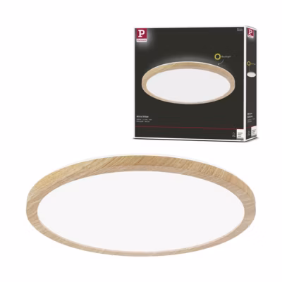 Panneau LED Atria Shine Backlight IP44 rond 293 mm 16W 1600lm 4000K Esthétique bois