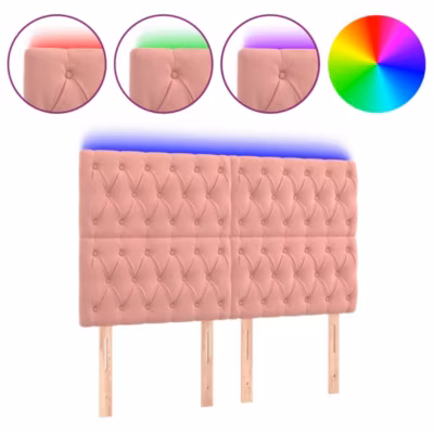 Tête de lit à LED Rose 144x7x118/128 cm Velours vidaXL