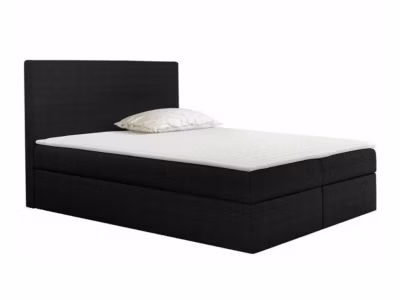 Lit continental Baltimore 163, Double, Noir, Tissu, Disponible