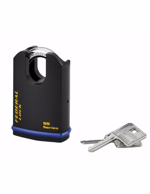 Cadenas à clé Fédéral Lock 720-P, acier, chantier, anse protégée molybdène, 54mm, 2 clés, noir – THIRARD