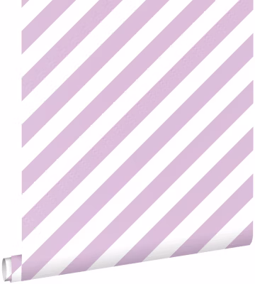 ESTAhome papier peint à rayures lilas violet et blanc 53 cm x 10.05 m