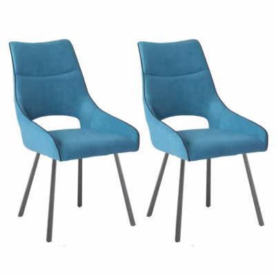 AMADO – Lot de 2 Chaises Tissu Coloris Bleu