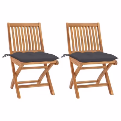 Chaises de jardin – VIDAXL – Bois de teck – Pliantes – Anthracite