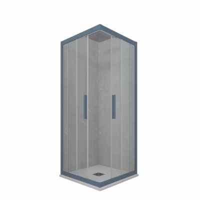 Cabine parois de douche angulaire coulissante 120×120 cm H 200 en PVC Bleu Navy Verre Transparent mod. Kolors