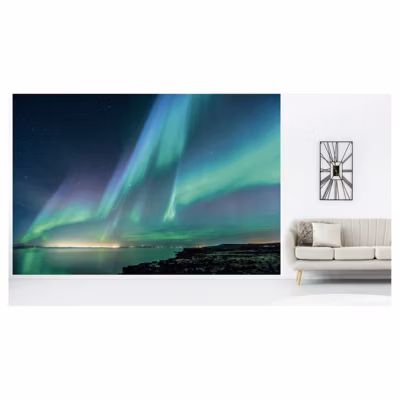 Papier peint intissé AURORE BORÉALE 400 x 270 cm (LxH) – Tapisserie murale panoramique XXL, Made in France par Scenolia