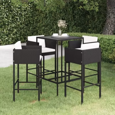 vidaXL Ensemble de Bar de Jardin 5 pcs et Coussins Meubles d&rsquo;Extérieur Table et Chaises de Patio Salon de Jardin Terrasse 3094790