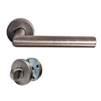Paire de Poignées sur Rosaces « ANTIQUE ARGENT »- KLOSE besser Inox 304 SILVER – +1 Paire de rosaces condamnation