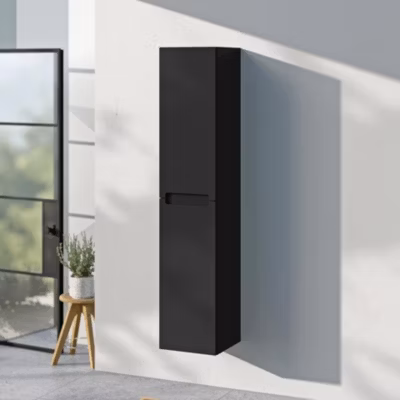 Armoire suspendue Colonne de rangement 35x170x35cm (LxHxP) Noir mat porte soft-close, Garantie 5 ans – VIREO