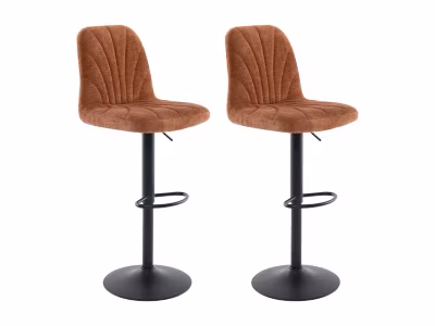 Lot de 2 tabourets de bar en tissu texturé et métal noir – Hauteur réglable – Terracotta – LASANDRIA
