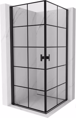 Mexen Mist-B Duo cabine de douche pivotante 70 x 70 cm, grille noire, noire – 8A2-070L-070P-70-77