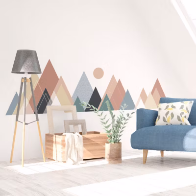 Stickers muraux – Décoration chambre salon – Autocollant Sticker mural géant montagnes scandinaves COLUMBANA – 110x165cm