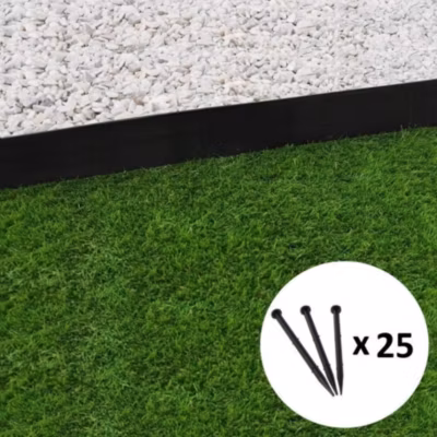 Bordure de jardin droite noire – 7,8 cm x 5 mètres avec 25 piquets d&rsquo;ancrage – GT GARDEN