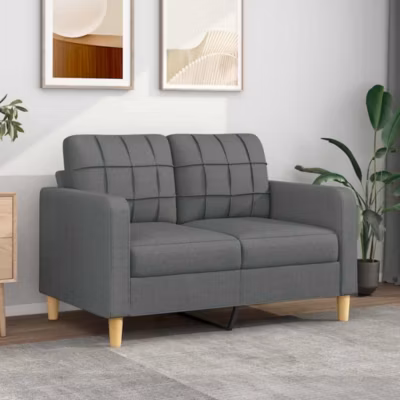 ZMH Canapé à 2 places Gris foncé 120 cm Tissu