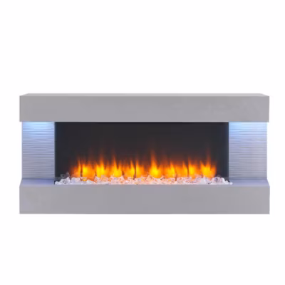 Cheminée électrique BALDERIA Helia – Cheminée murale, 2000 W – Gris