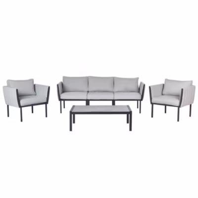Ensemble de salon de jardin avec table 5 places SKALA Métal Gris clair