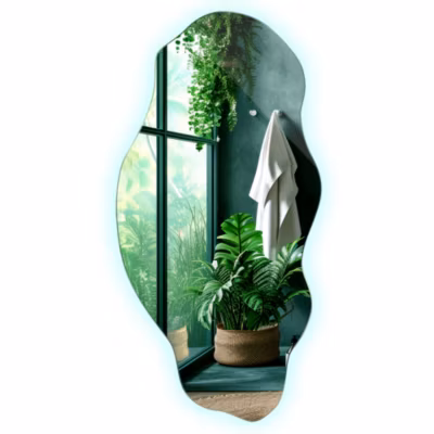 Miroir LED Tulup 45×90 cm ondulé ornemental lumière froide pour salle de bain 1 pc