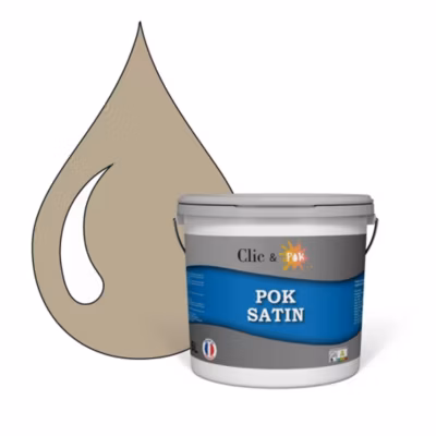 Peinture murs intérieurs satinée- Cuisine & Salle de bain POK SATIN – Lin Foncé 50m² – 5L