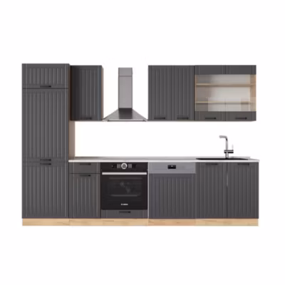 Vicco Cuisine Gris foncé 300cm , PT Marbre