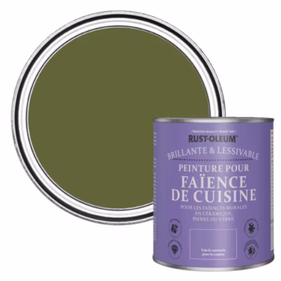 Peinture Verte Résistante à l&rsquo;eau pour Faïence de Cuisine, Finition Brillante – RUST-OLEUM – Jasper 750ml