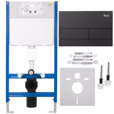 Bâti Support Wc Avec Plaque De Commande Type T Rea Mat Black