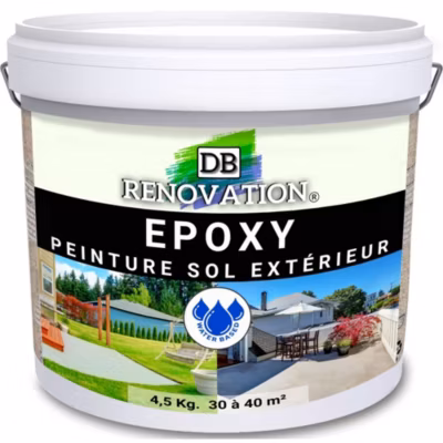 RESINE EPOXY Extérieur Terrasse Haute résistance – Gris argent 4,5KG (30 à 40m²) Prêt à l’emploi – Peinture sol béton DB-225