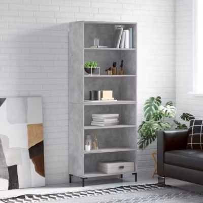 vidaXL Buffet gris béton 69,5×32,5×180 cm bois d&rsquo;ingénierie 3189577