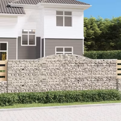 vidaXL 4x Paniers à Gabions Arqués Cages à Gabions Arquées Murs de Gabion Barrières de Jardin Terrasse Extérieur 3146894