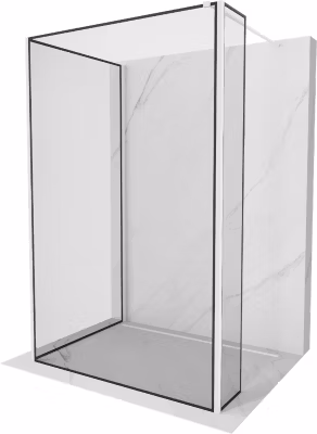Mexen Kioto paroi de douche Walk-in 120 x 100 x 30 cm, cadre noir, blanc – 800-120-100-221-20-70-030