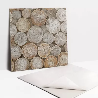 Carreaux vinyle Tulup 30×30 cm Troncs d&rsquo;arbres 9 pcs