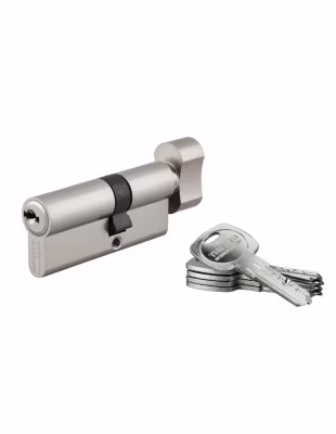Cylindre de serrure à bouton débrayable Trafic 6, 30x40mm, anti-arrachement, anti-perçage, nickel, 5 clés longues – THIRARD