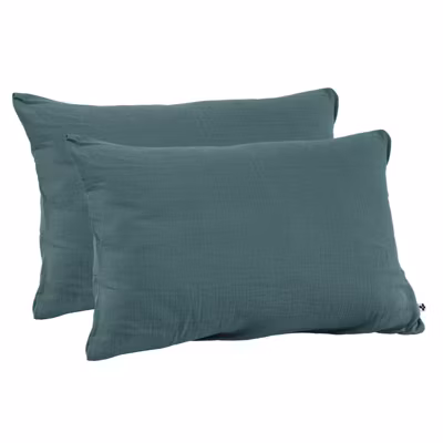 Lot 2 taies oreillers 50×70 double gaze de coton bleu canard – PEPA 2