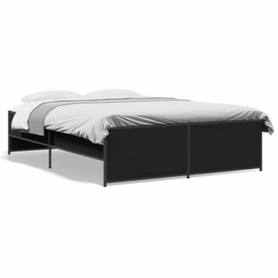 Lit double, Lit adulte, Cadre de lit sans matelas noir 120×190 cm