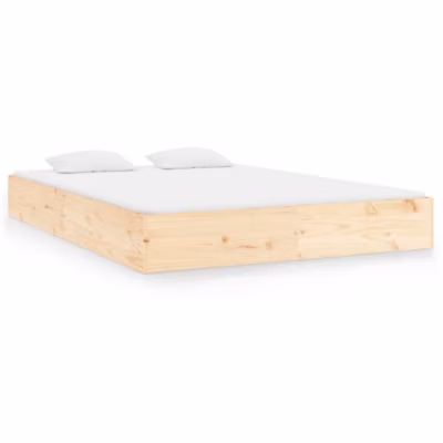 Lit double, Lit adulte, Cadre de lit sans matelas bois massif 180×200 cm