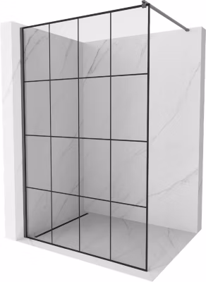 Mexen Kioto paroi de douche Walk-in 140 x 200 cm, grille noire 8 mm, gun gray brossé – 800-140-101-66-77