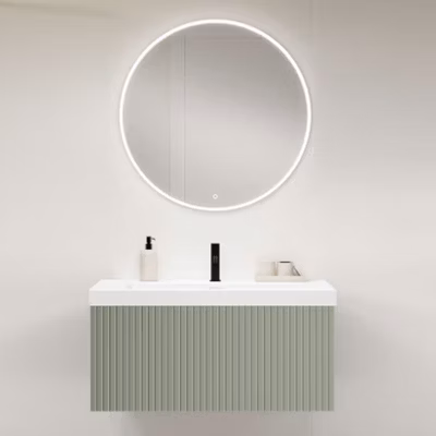 Ensemble meuble BARI + vasque céramique FLAT – 80cm Musgo