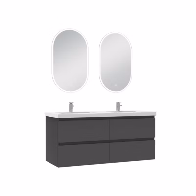 Ensemble meubles Salle de Bain 120cm vasque + miroir lumineux Anthracite