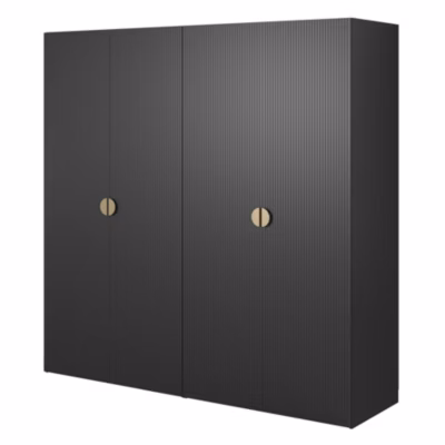 Armoire 4 portes avec tringle et étagères 200 cm FRAME noir